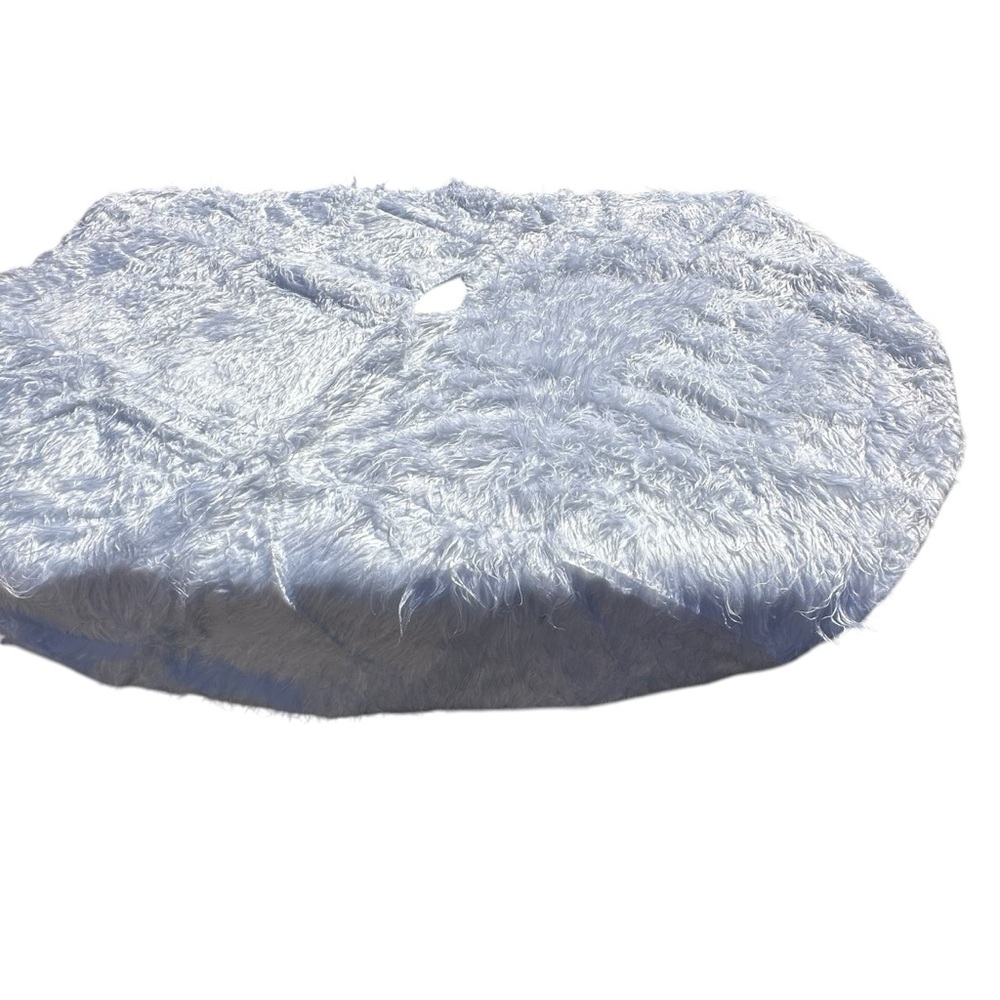 White Christmas Tree Skirt‎ Xmas Tree Base Cover, Soft Polyester Fabric NWT